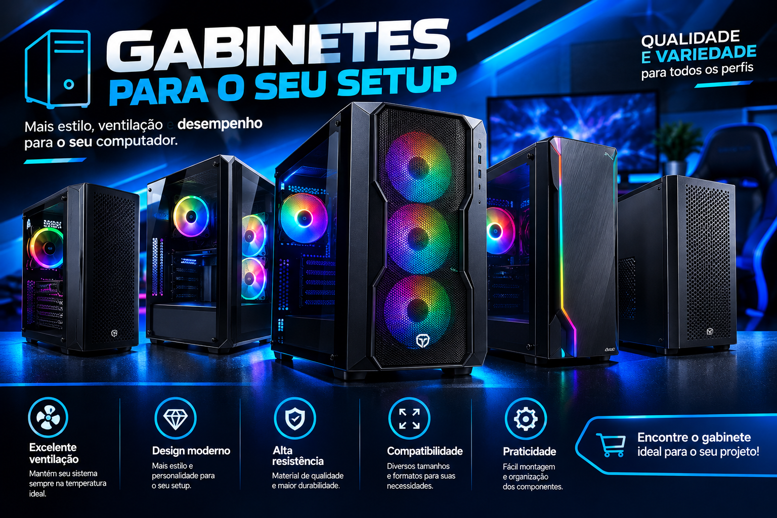 gabinetes futuristas para seu setup