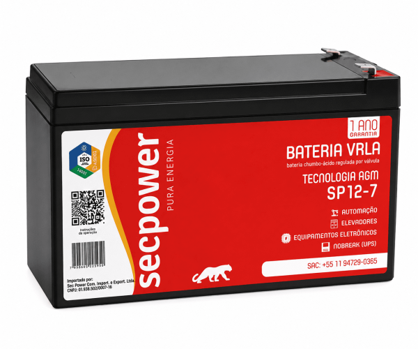 bateria selada vrla agm secpower sp12 7